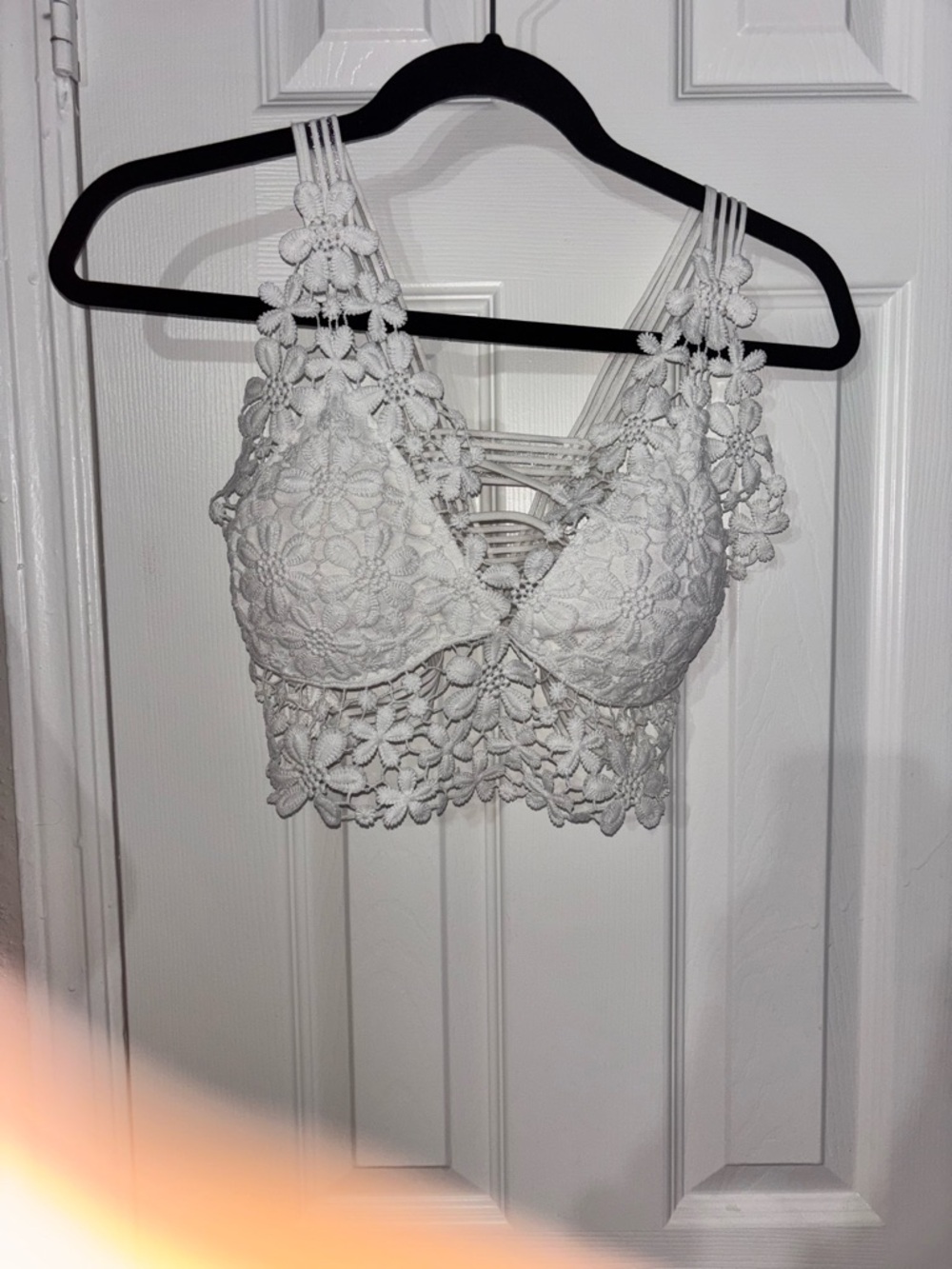 White Floral Crochet Bralette Tank Top - Women - Picture 5 of 8